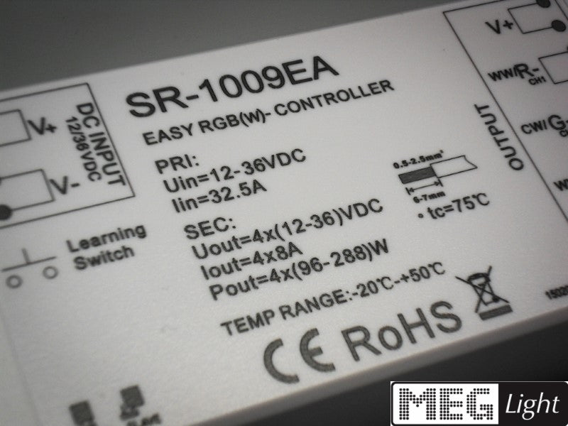 4 Kanal RGB(W) Funk LED Empfänger (SR-1009EA) für 4 Zonen RF Sender 4x 8A
