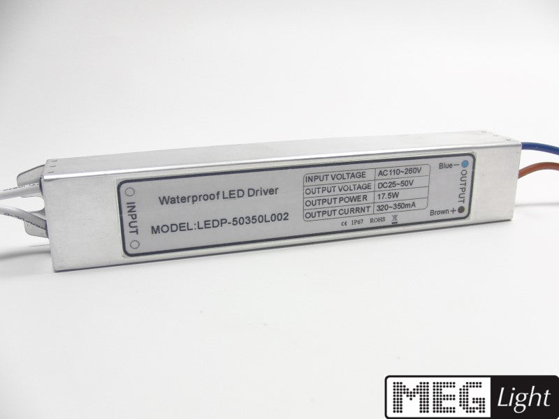 LED Trafo mit 320~350mA Konstantstrom 25~50V 17,5W wassdericht Netzteil IP67