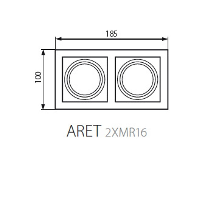 2er Decken-Einbaurahmen MR16/GU10 eckig / schwenkbar Kanlux "2xARET W" weiß
