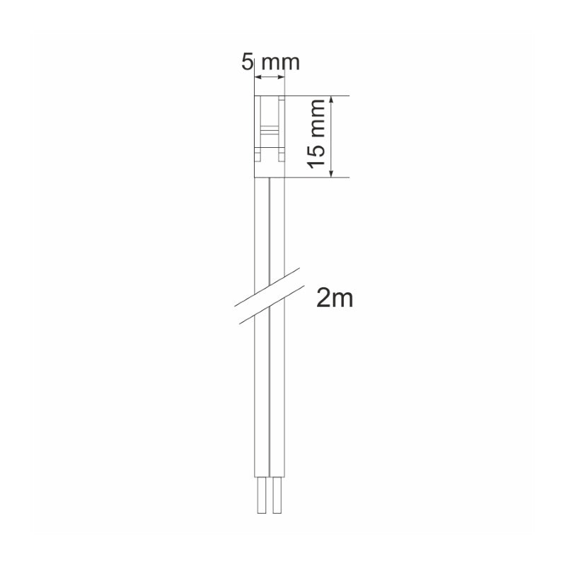 2m Kabel 2 adrig mit MINI Stecker männlich und 2er Litze offen in weiß