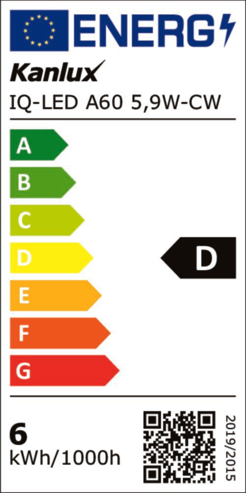 E27 IQ-LED A60 Birne | Leuchtmittel 5,9W 806Lm kalt weiss (6500K)