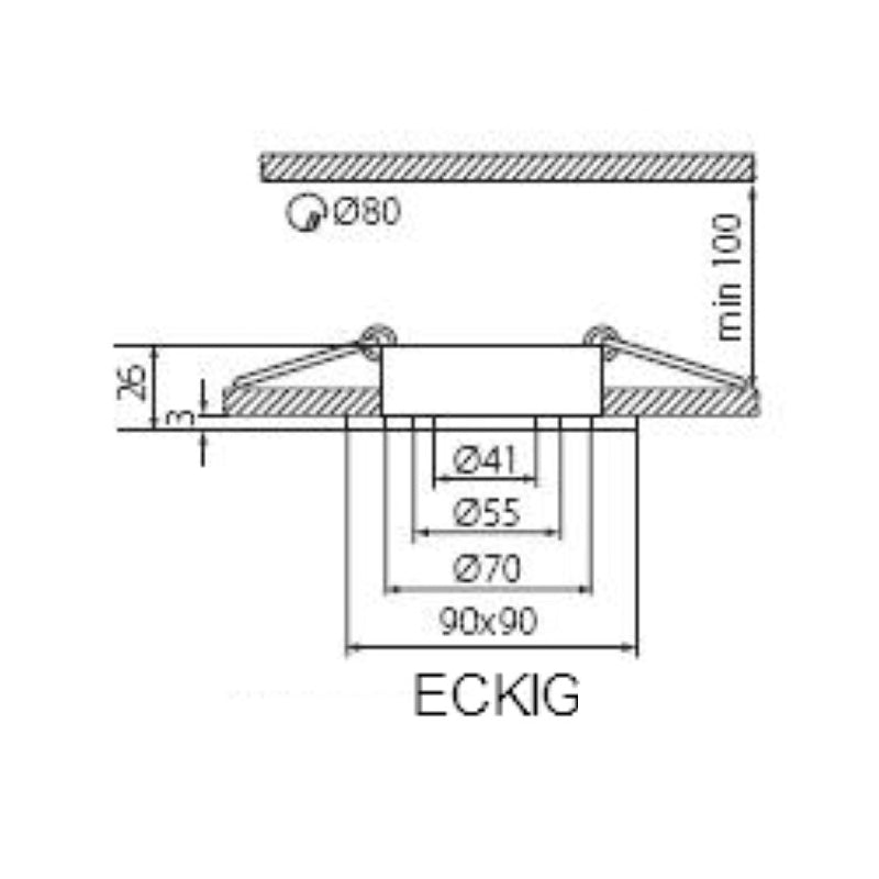 Einbaurahmen MR16/GU10 eckig/schwenkbar "SEIDY" 80mm DA silber matt gebürstet