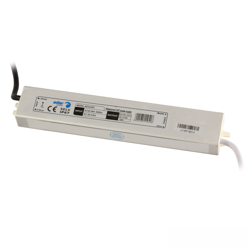 LED Trafo | Netzteil 12V/DC 45W 3,75A wasserfest slim outdoor (AF12-3751) IP67