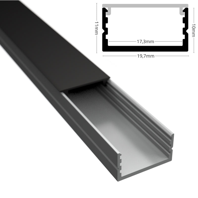 ALU-Profil Leiste/Schiene AUFBAU-17 silber für Led Streifen + flacher Abd.
