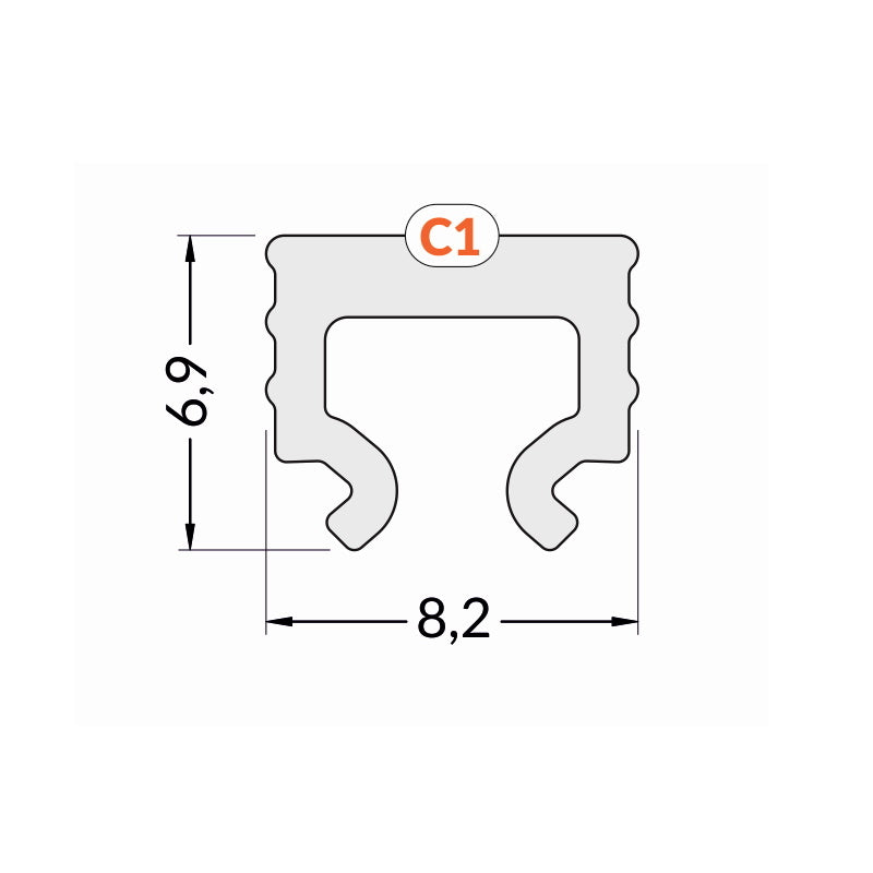 1m Klick Abdeckung C1 für unsere ALU Profile "HI-8" in milchig / diffus