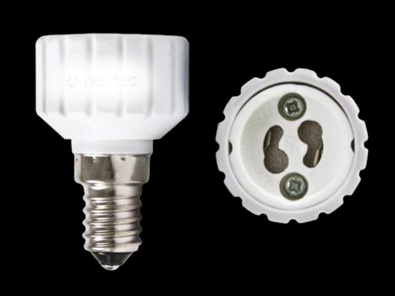 Adapter für E14 auf GU10 für LED Leuchtmittel und Leuchten (Bajonett,Gewinde)