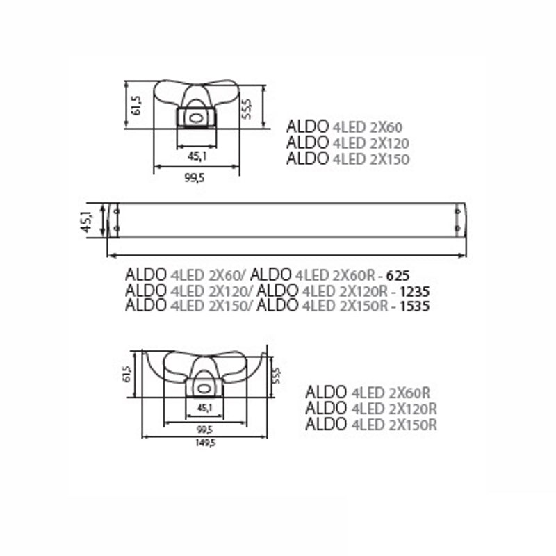 150cm Linien-Beleuchtungsfassung ALDO Balkenleuchte Halterung für 2xT8 LED Röhre