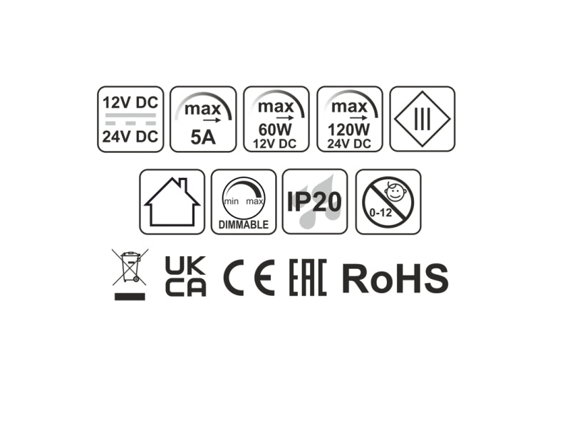 SMART System LED Berührungsschalter mit Dimmfunktion durch Holz bis 38mm 12/24V
