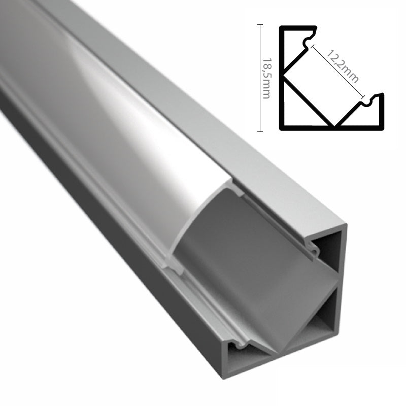ALU Profil | Eck-Leiste | Schiene CORNER für LED Streifen + Abdeckung 1m 2m Ecke