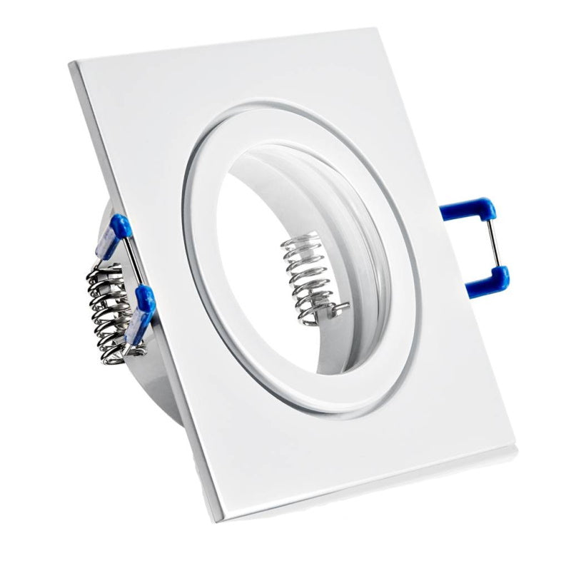 ALU Einbaurahmen MR16/GU10 eckig 60mm=DA in weiß mit Schutzglas IP44