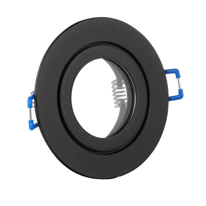 ALU Einbaurahmen MR16/GU10 rund/starr 60mm=DA in schwarz mit Schutzglas IP44