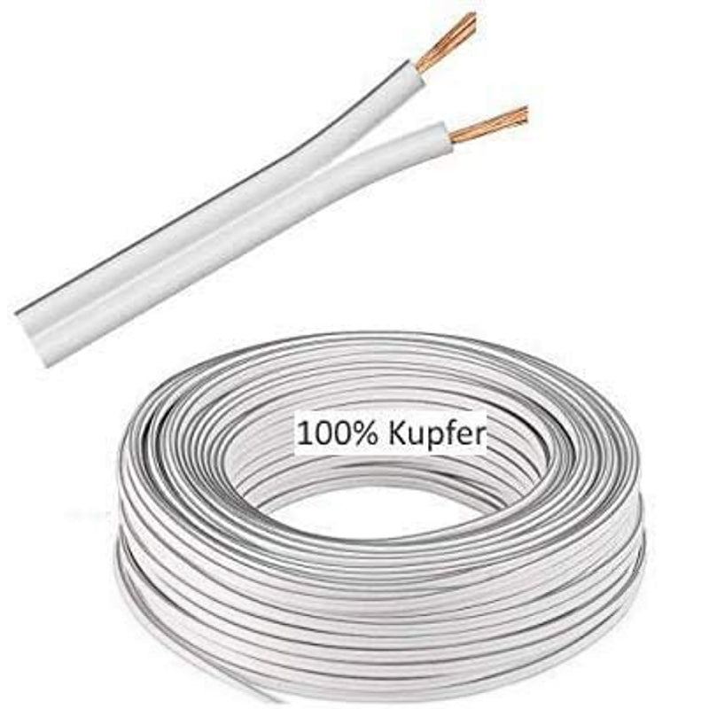 1-50m LED Kabel Zwillingslitze 2x 1,50mm² weiß 2 adrig Litze Kupfer