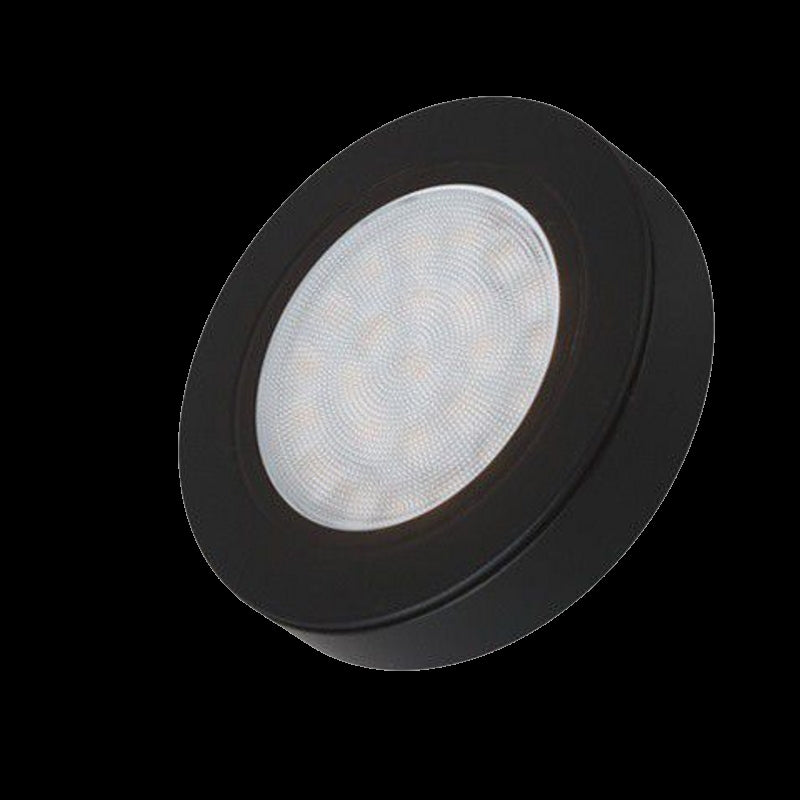 LED AUFBAU OVAL Möbel /Unterbauleuchte in schwarz kalt weiß (6000k) 12V/2W D=65
