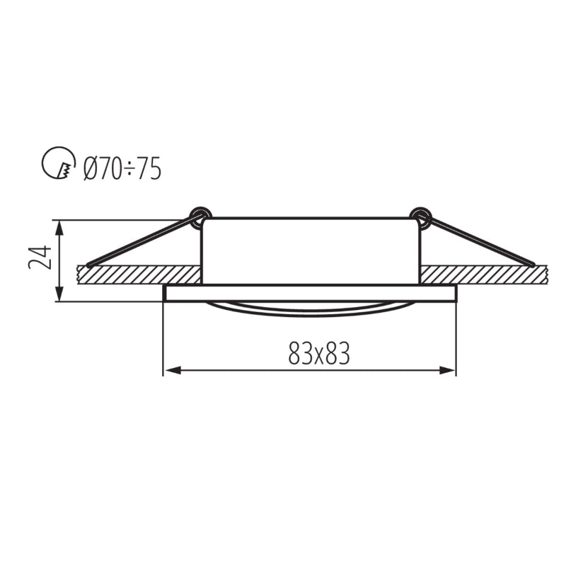 Einbaurahmen MR16/GU10 eckig / schwenkbar Kanlux "RADAN" 68mm=DA silber