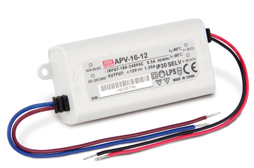 LED Trafo Netzteil 24V/DC 16W 0,67A MEAN WELL (APV-16-24) MW Power Supply