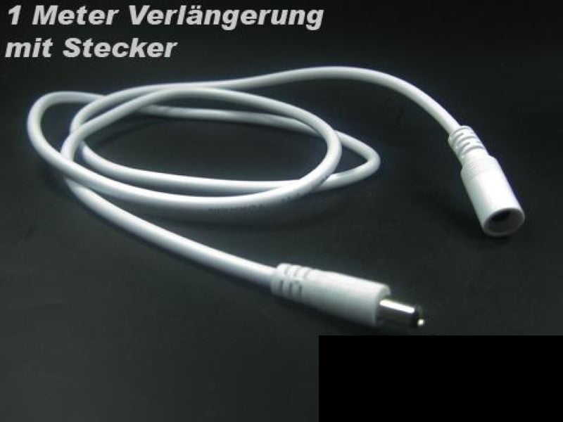1m Verlängerungs/Verbindungs-Kabel mit 2,1x5,5mm Jack Stecker (män.+weib.) weiß