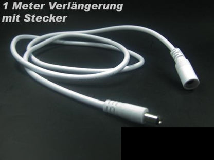 1m Verlängerungs/Verbindungs-Kabel mit 2,1x5,5mm Jack Stecker (män.+weib.) weiß