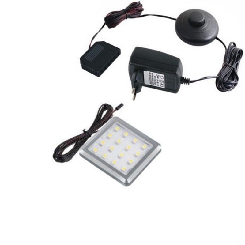 LED Aufbau Möbelleuchte SQUARE Set mit 1-6 Leuchten, Druckschalter-Trafo