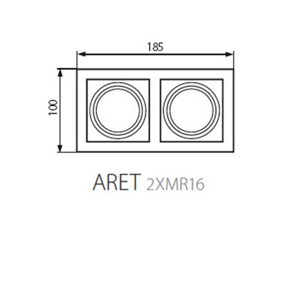 2er Decken-Einbaurahmen MR16/GU10 eckig / schwenkbar Kanlux "2xARET W" weiß