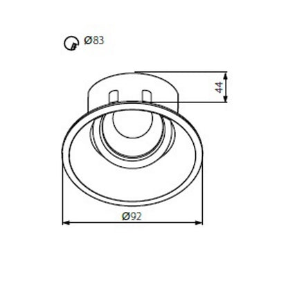Einbaurahmen MR16/GU10 rund / schwenkbar 83mm DA "IVRI DTO W" weiß