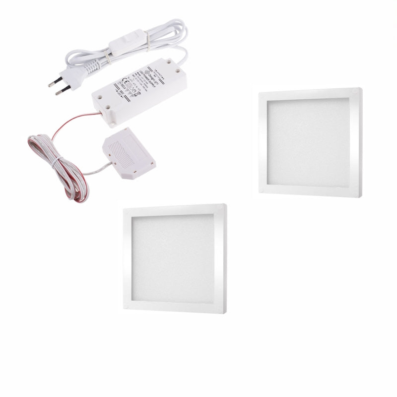 LED AUFBAU Möbel/Unterbauleuchte FOTON G:weiß Set 1-6 Leuchten, Schalter-Trafo