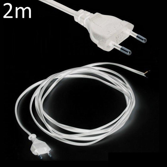 2m Kabel / Leitung mit Strom Stecker für Euro Steckdosen weiß