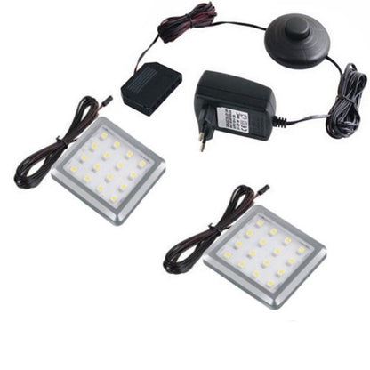 LED Aufbau Möbelleuchte SQUARE Set mit 1-6 Leuchten, Druckschalter-Trafo