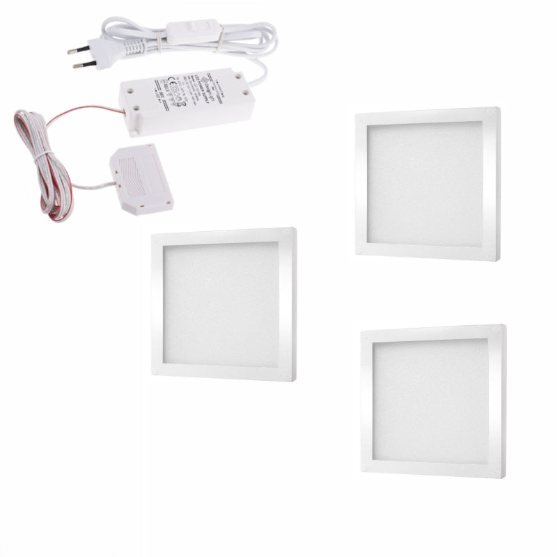 LED AUFBAU Möbel/Unterbauleuchte FOTON G:weiß Set 1-6 Leuchten, Schalter-Trafo