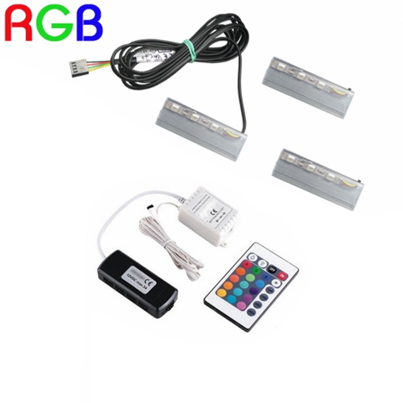 1-6 RGB CLIPS als Glaskantenbeleuchtung + RGB Controller + LED Trafo Komplett