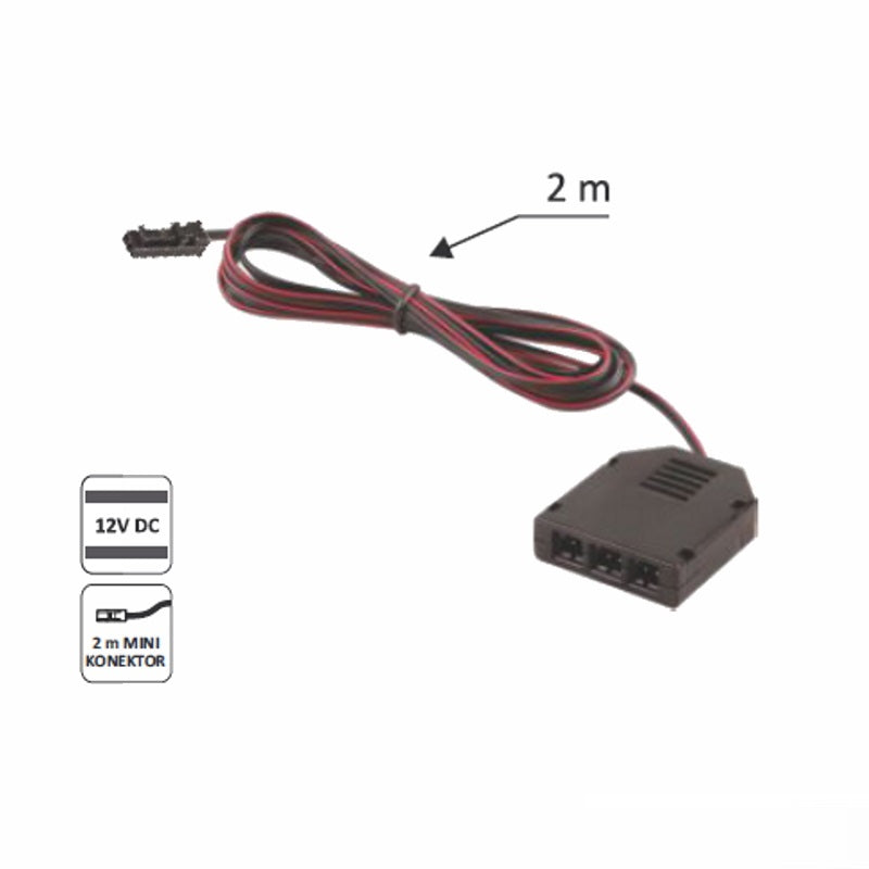 3er Verteiler Buchse für MINI Stecker, 2m Kabel, MINI Steckeranschluss schwarz
