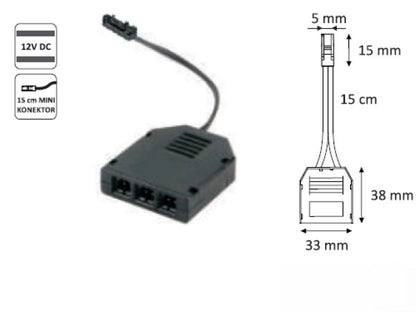 3-Fach Verteiler Buchse-MINI-AMP mit 15cm Kabel + Stecker-Anschluss schwarz
