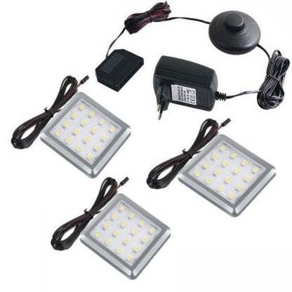 LED Aufbau Möbelleuchte SQUARE Set mit 1-6 Leuchten, Druckschalter-Trafo