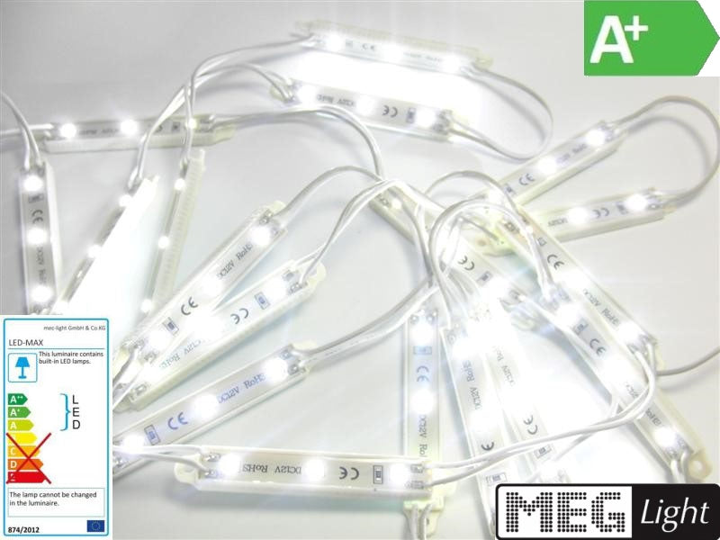 LED Modul 3x SMD2835 12V/DC 0,72W 60Lm weiß (6000-8000K) IP67 mit Linse