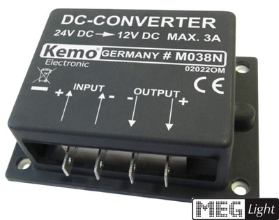 DC DC Wandler Spannungswandler von 24V auf 12V DC 3A (M038N)