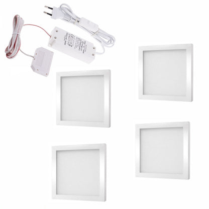 LED AUFBAU Möbel/Unterbauleuchte FOTON G:weiß Set 1-6 Leuchten, Schalter-Trafo