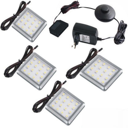LED Aufbau Möbelleuchte SQUARE Set mit 1-6 Leuchten, Druckschalter-Trafo