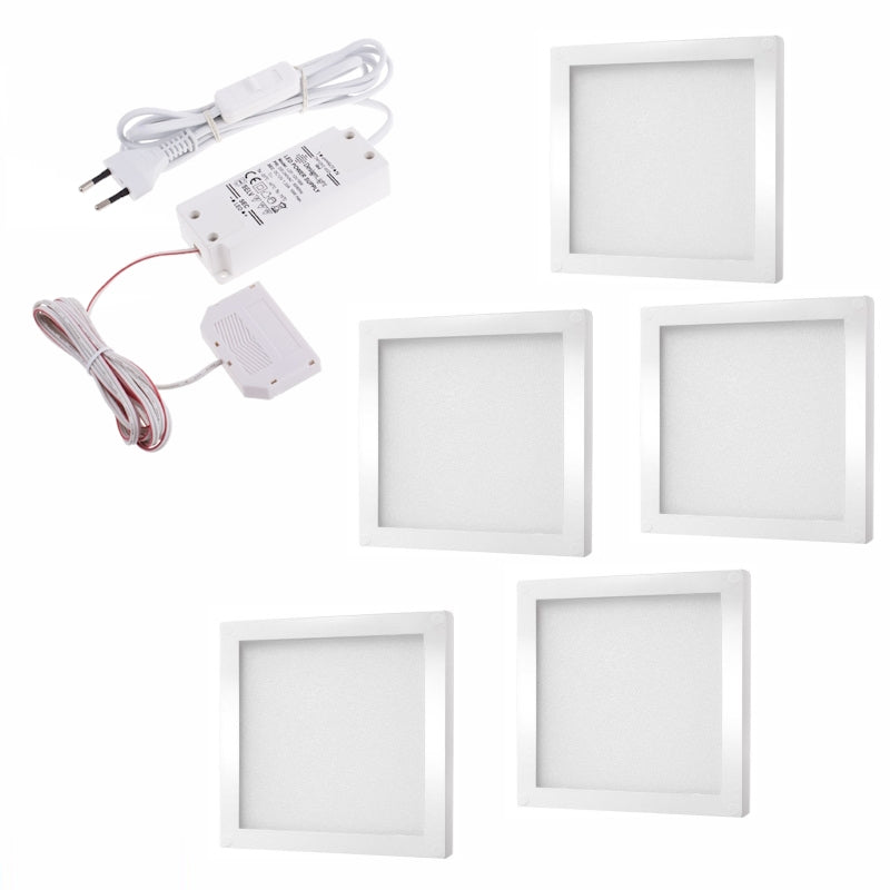LED AUFBAU Möbel/Unterbauleuchte FOTON G:weiß Set 1-6 Leuchten, Schalter-Trafo