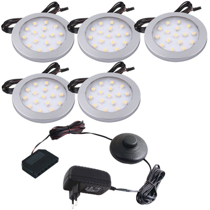 1-6 LED Aufbau Möbel Unterbauleuchte "ORBIT" silber + Netzteil mit Druckschalter
