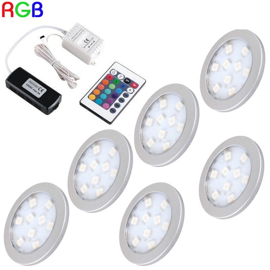 1-6 RGB LED Aufbau Möbel /Unterbauleuchte "ORBIT" + RGB Controller + Trafo