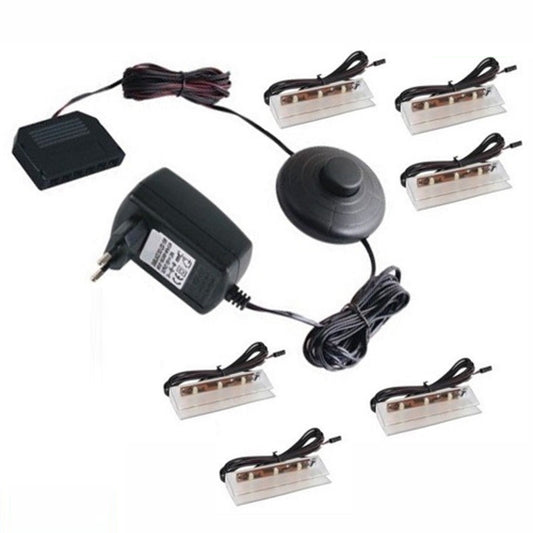 LED Glaskantenbeleuchtung Set 1-6 Clips warm weiß Druckschalter-Trafo + MINI-AMP