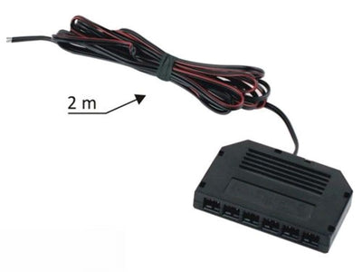 6er Verteiler Buchse (MINI Stecker) mit 2 Meter Anschlussleitung 2 adrig schwarz