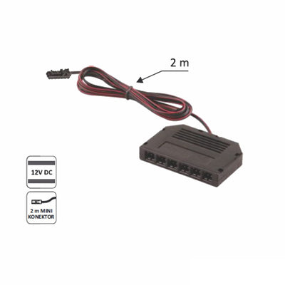 6er Verteiler Buchse MINI Stecker, 2m Kabel + MINI Steckeranschluss schwarz