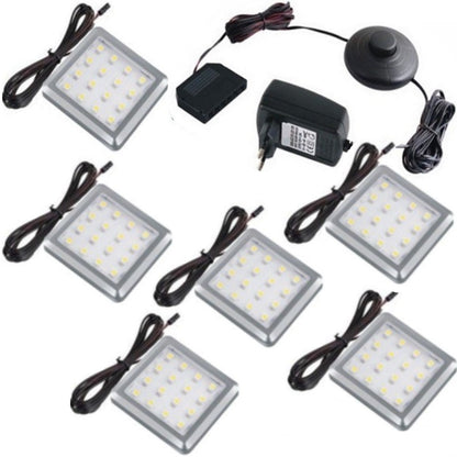LED Aufbau Möbelleuchte SQUARE Set mit 1-6 Leuchten, Druckschalter-Trafo