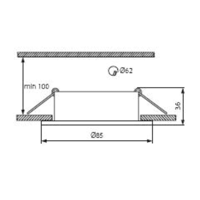 Einbaurahmen MR16/GU10 rund Feuchtraum 62mm DA Edelstahl Optik, chrom,IP44