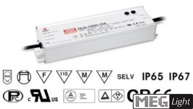 LED Trafo Netzteil 12V DC 12,5A 150W MEAN WELL (HLG-150H-12B) Meanwell