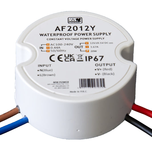 LED Trafo | Netzteil 12V/DC 20W 1,67A Unterputzdose rund wasserfest AF2012Y IP67