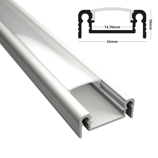 ALU Profil Leiste Schiene AUFBAU-14 in weiß f. Led Streifen +Abdeckung Aufbau