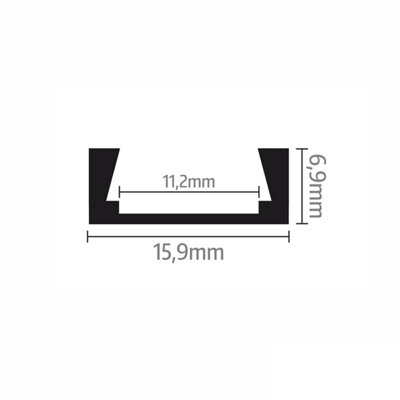 ALU Profil | Leiste | Schiene AUFBAU-16 für Led Streifen + Klick Abdeckung