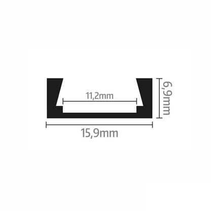 ALU Profil | Leiste | Schiene AUFBAU-16 für Led Streifen + Klick Abdeckung