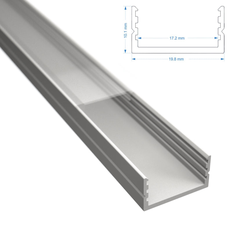 ALU Profil Leiste/Schiene AUFBAU-17 weiß für Led-Streifen + flacher Abdeckung